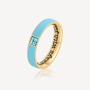 Gold and Turquoise enamel ring size 7